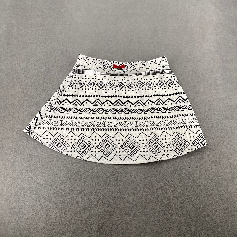 Hot Kiss Womens Black White Geometric Tribal Print Mini Skater Skirt Large